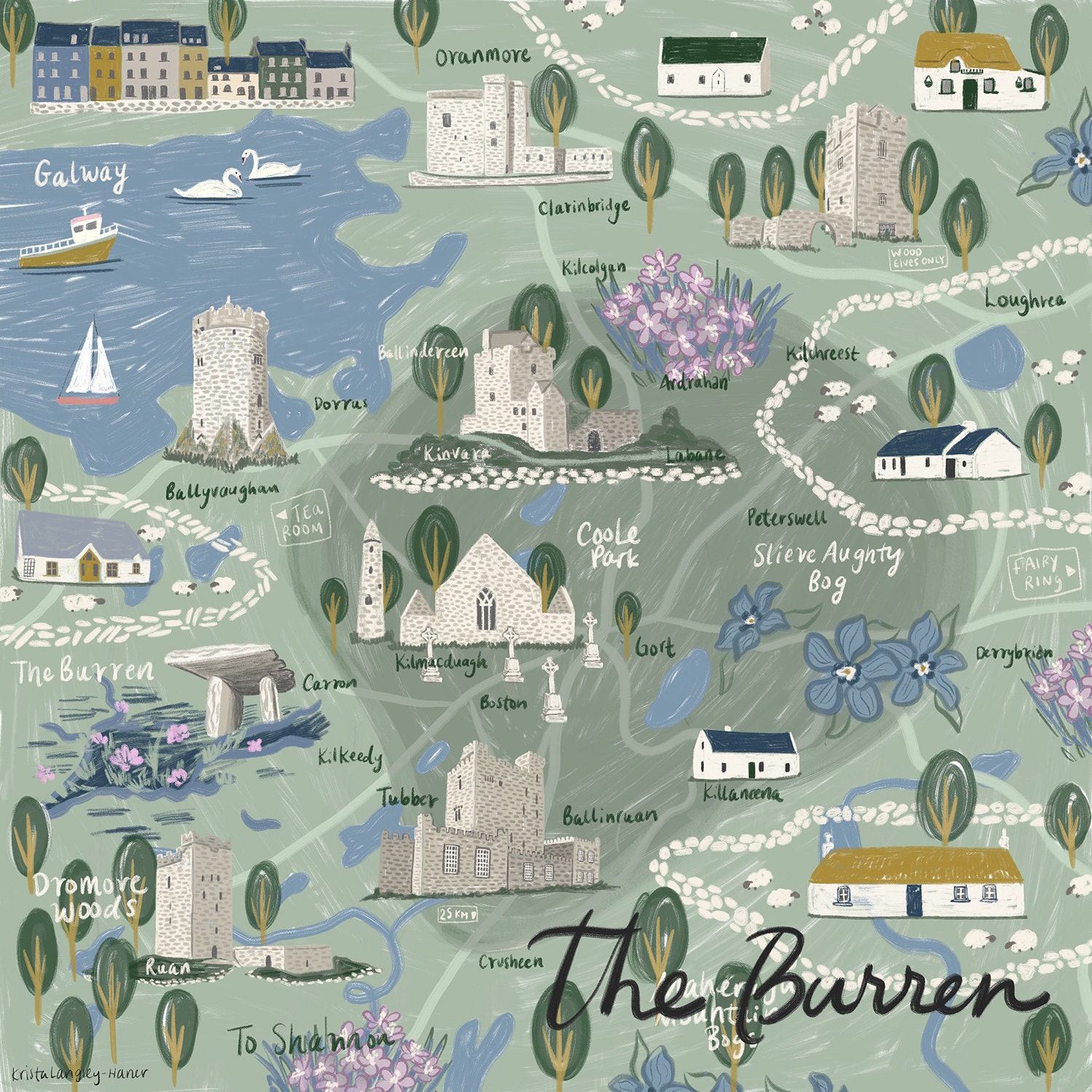 The Burren Ireland Map County Clare County Galway Map