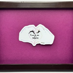 Love is an action rainbow hands heart sticker