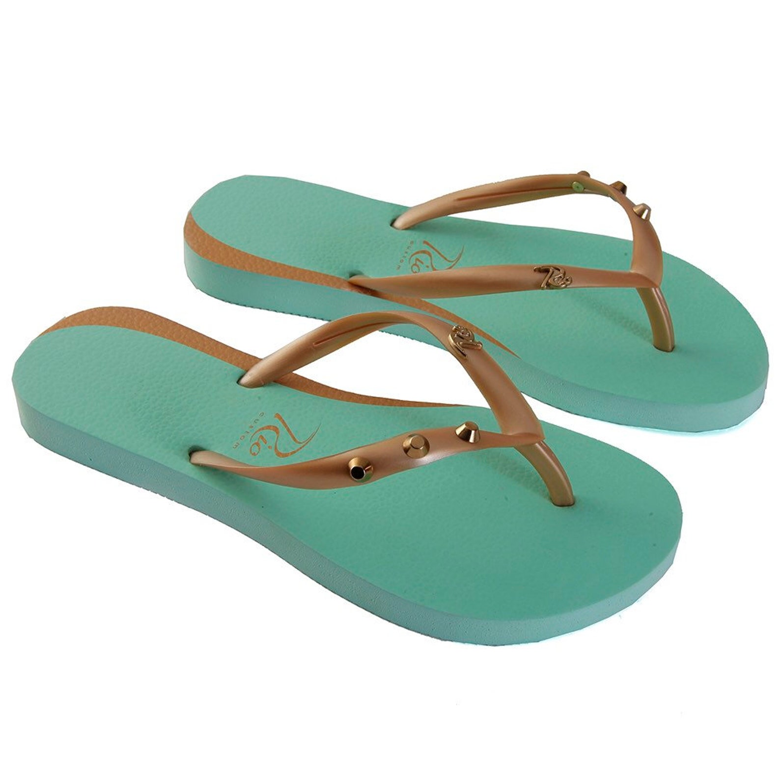 Women Mint Green Flip Flops Candy Thong Sandals Toe Flats Etsy