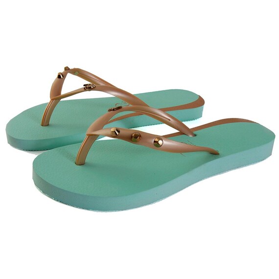 mint green flip flops