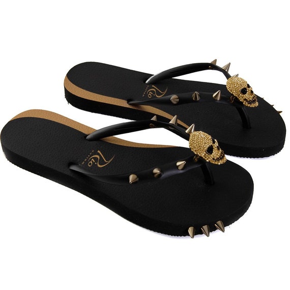 skull flip flops womens