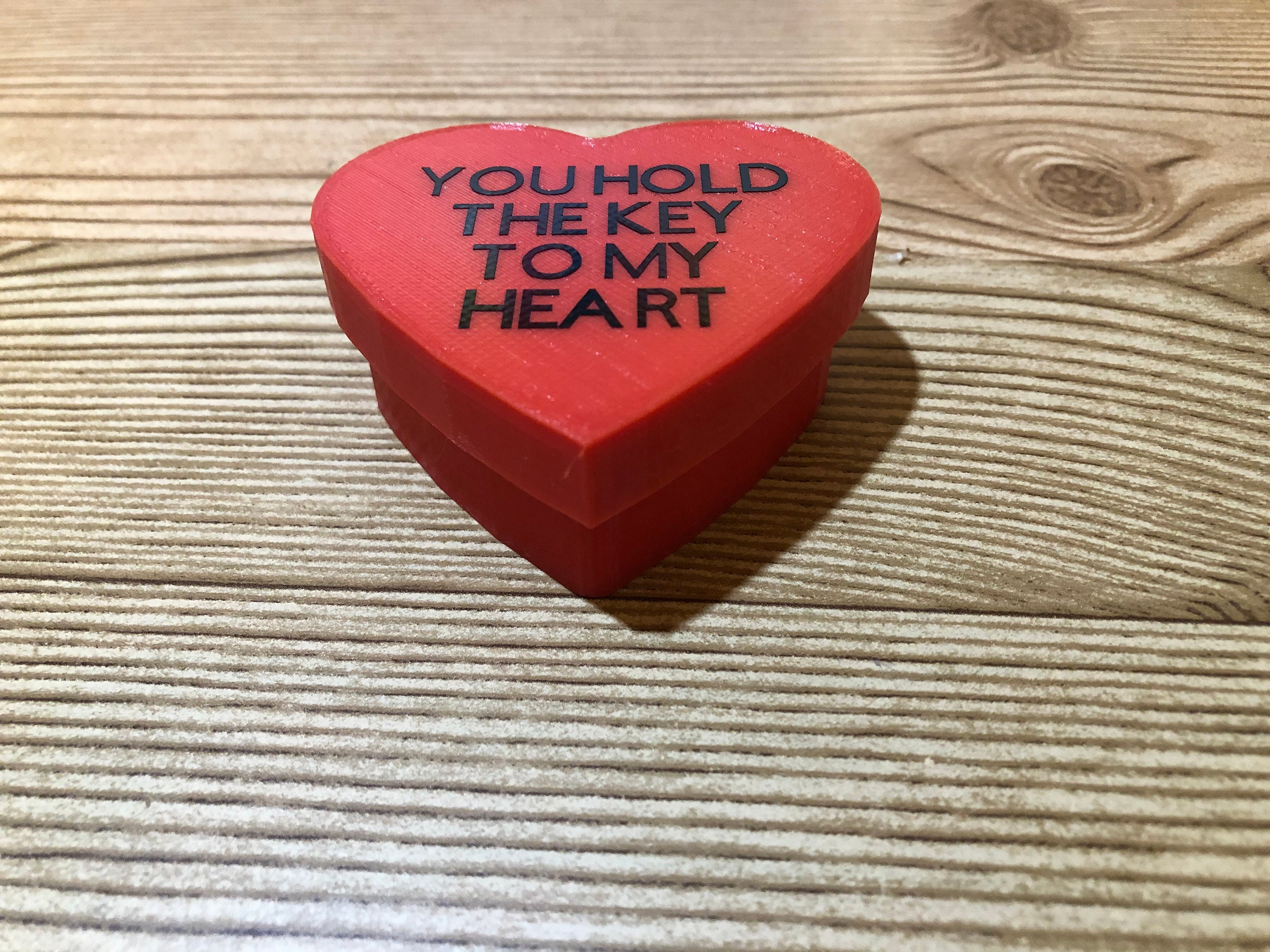 Heart Box Key 3D Printed Heart Box You Hold the Key to My Heart. Vinyl Lettering ...