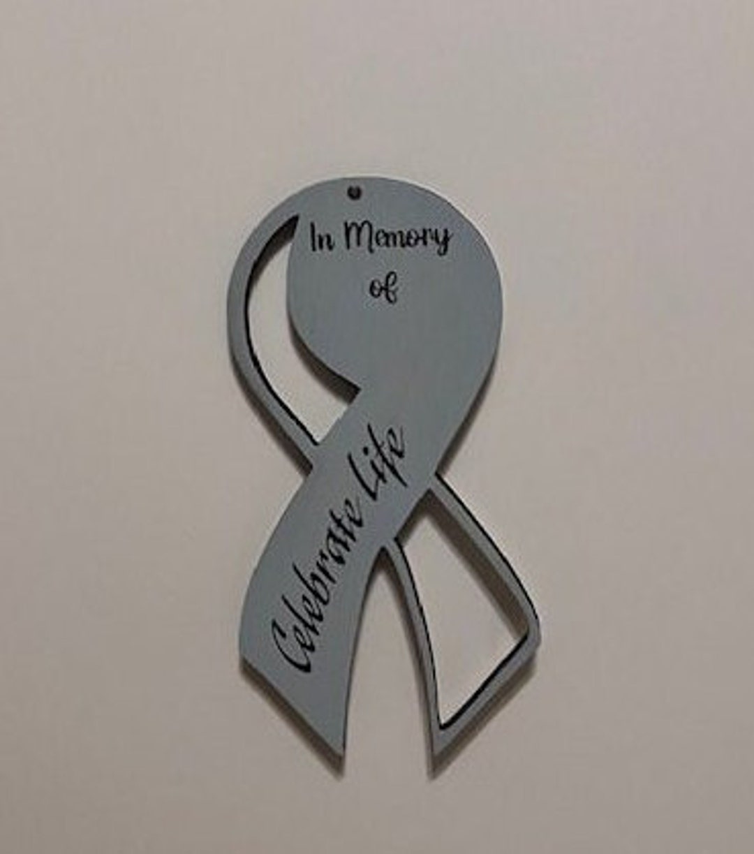 Blue Ribbon Memory Celebrate Life, in Memory of Ribbon. Wood, Laser Cut, Hand Painted ...