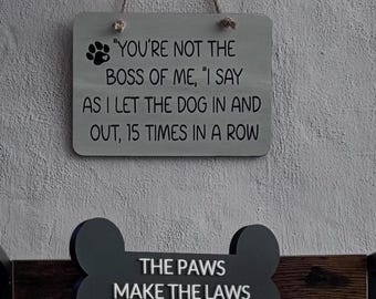 Dog Lover Decor Bundle, 3D Printed Bone & Wood, Hand Painted, Vinyl Lettering Sign Set, Dog Lover Gift. Bone 6.7"x3.2"x.47", Sign 6.5"x4.5".