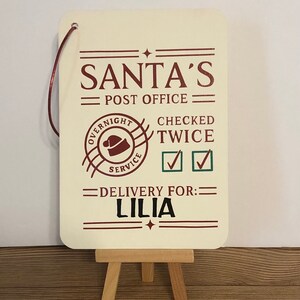 Personalized Christmas tag. Wood, Hand Painted, Vinyl Lettering, Fun Christmas decoration. 4.5&quot;x6.5&quot;.