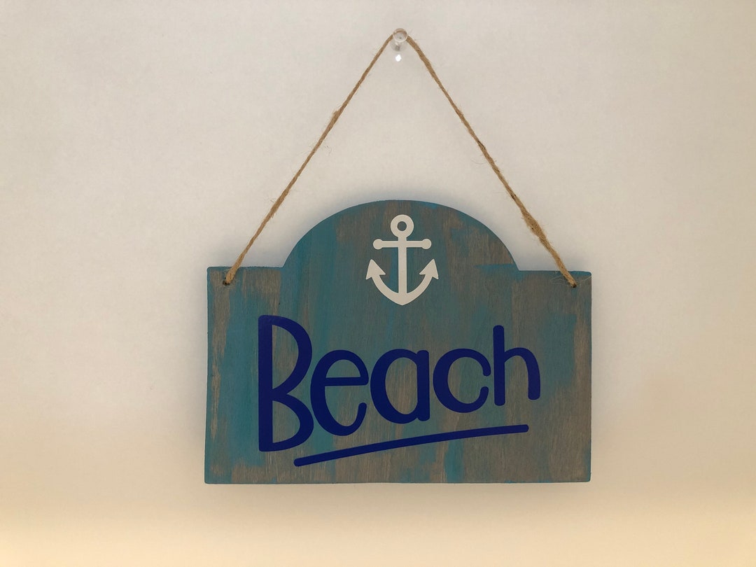 Beach, Wood, Hanging Beach Sign, Hand Painted, Vinyl Lettering, Fun ...