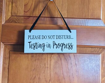 Please Do Not Disturb Testing in Progress Sign, Testing Door Sign, Office Exam Sign, Teacher Tesing Decor, Wood Door Sign. 7.5"x3.5".