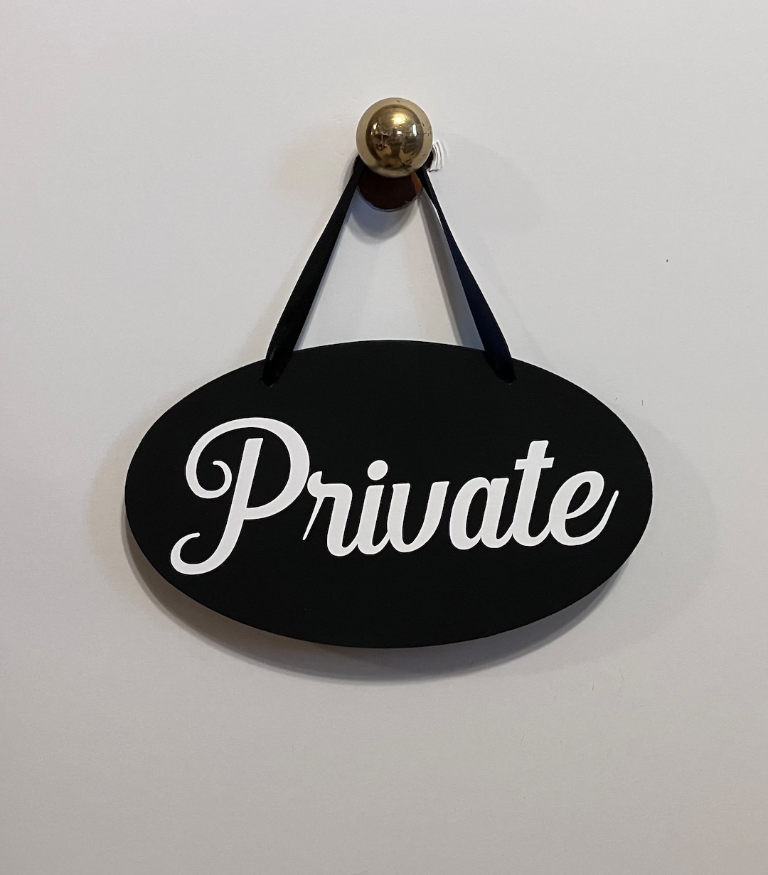 Private Sign. Wood, Hand Painted, Vinyl Lettering, Black Ribbon, Office ...