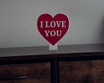 3D Printed Desk or Tabletop Gift. I Love You, Home Decor, Light Weight. 5.5" x 4.8" x .28".