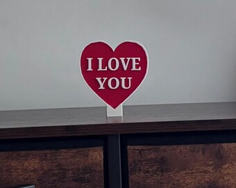 3D Printed Desk or Tabletop Gift. I Love You, Valentines Day, Home Decor, Light Weight. 3.9" x 3.5" .28.