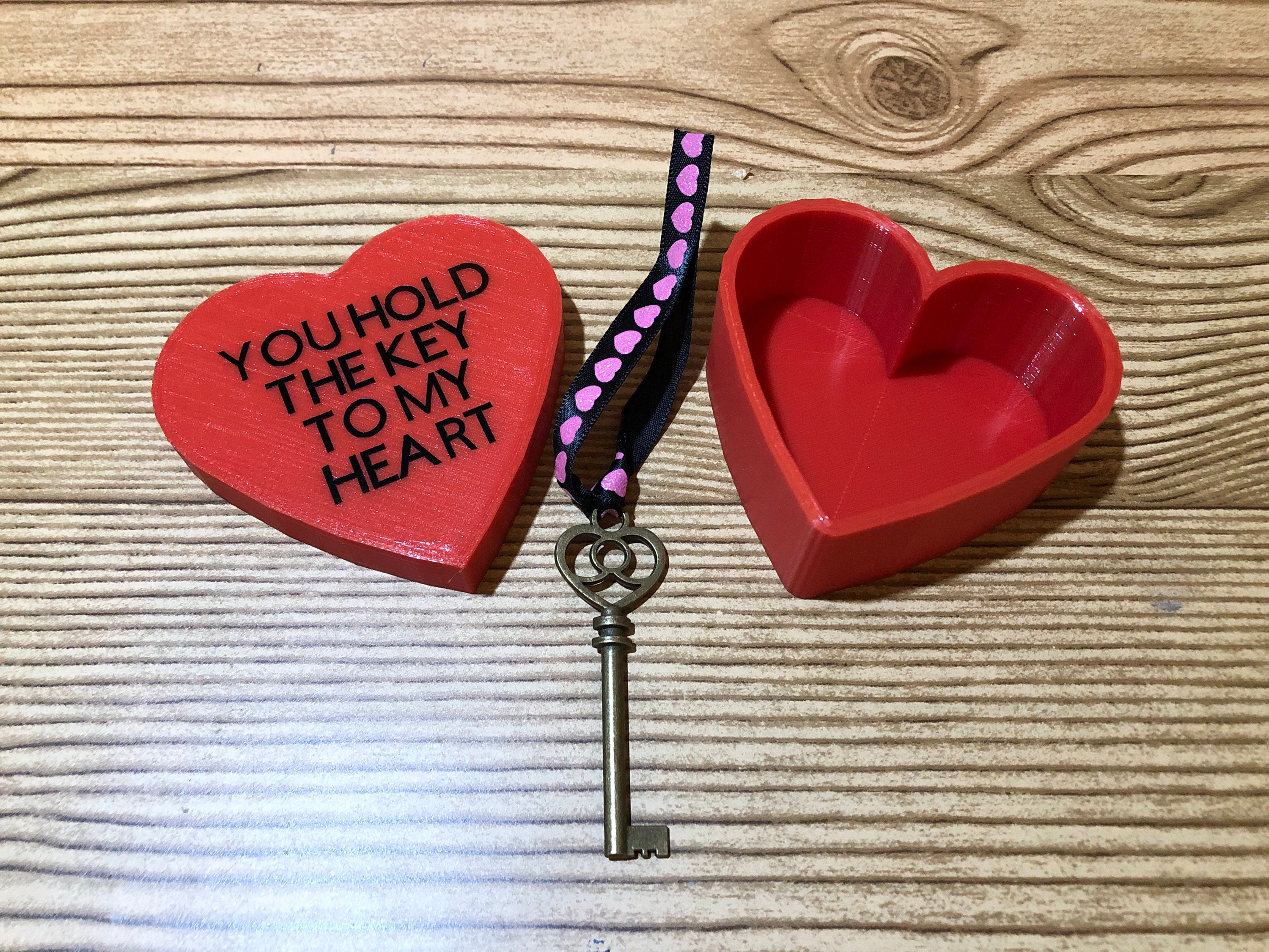 Heart Box Key 3D Printed Heart Box You Hold the Key to My Heart. Vinyl Lettering ...