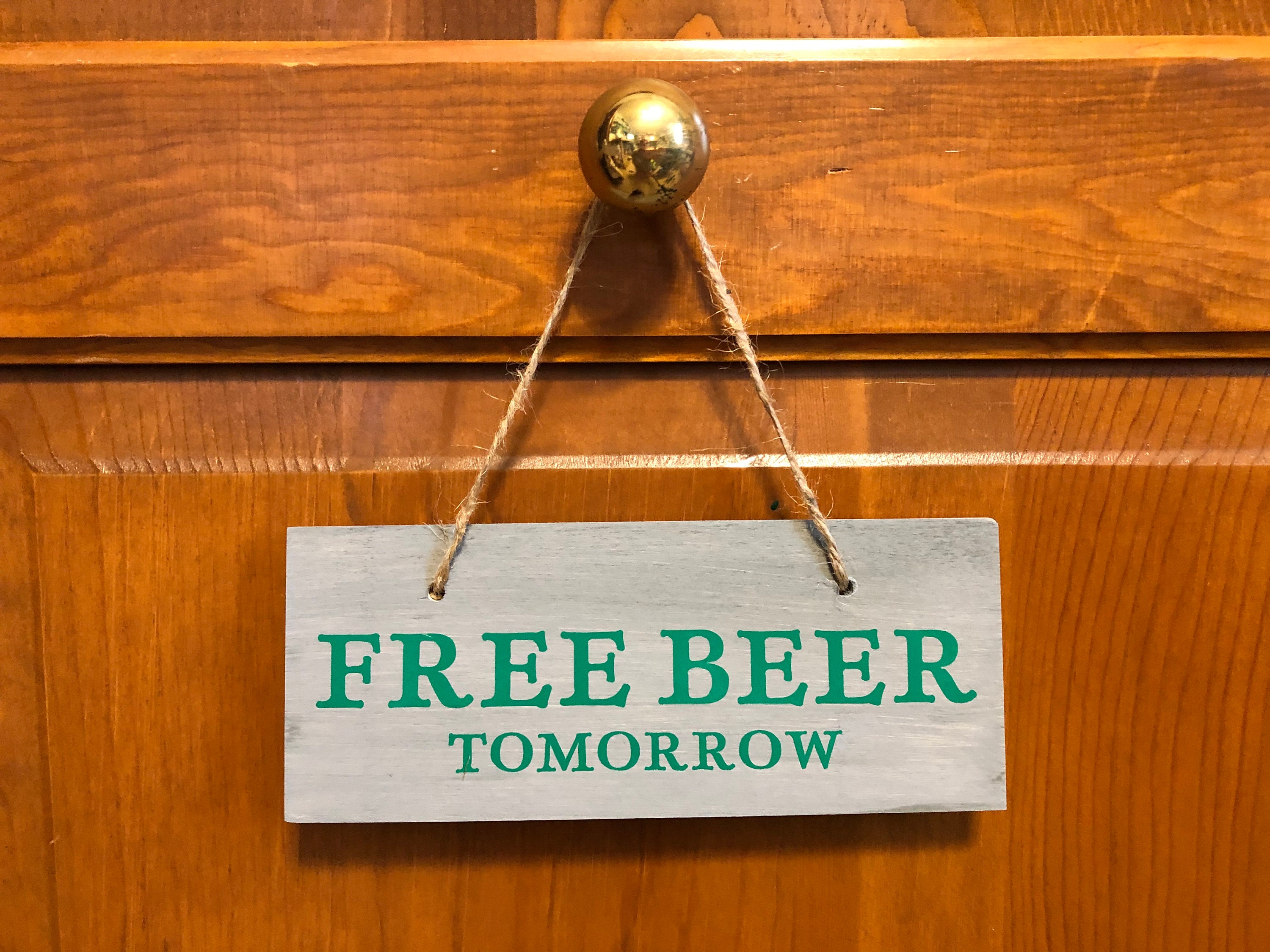 Free Beer Tomorrow Sign Wood Hand Painted Vinyl Lettering Etsy Free beer tomorrow sign wood hand painted vinyl lettering etsy