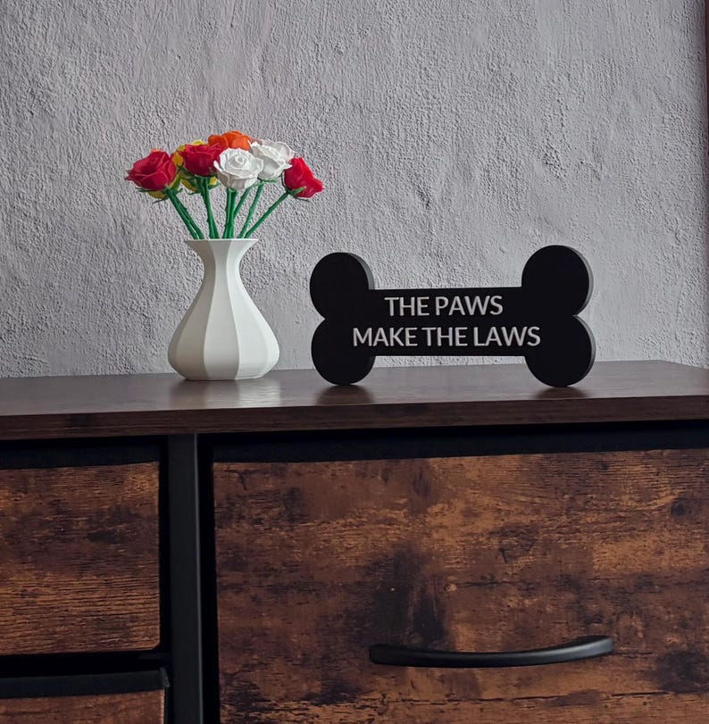 Paws Lettering 3d Sign The Paws Make the Laws, Funny Dog Bone Sign, Dog Lover Decor, 3D ...