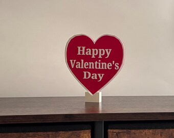3D Printed Desk or Tabletop Gift. Happy Valentine's Day, Home Decor, Light Weight. 5.5" x 4.8" x .28".