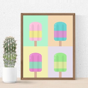 Printable art - Popsicles - Digital art print for spring, summer, kitchen wall decor