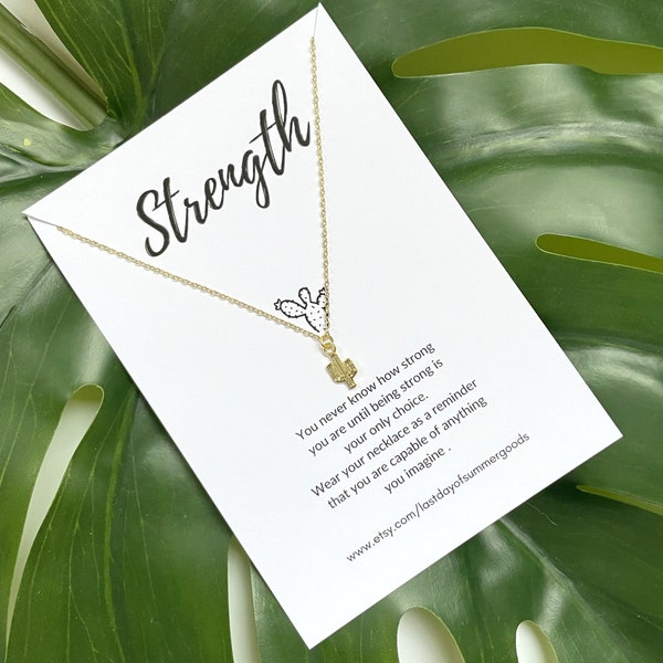 Cactus Necklace, Strength necklace, dainty delicate necklace, plant necklace, plant jewelry, simple everyday wish necklace, gold layering