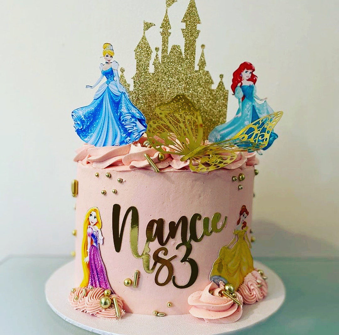 Princess Cake Topper Set Castle Cake Topper and Name Charm Etsy