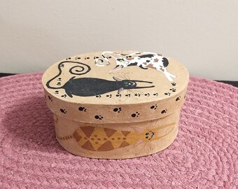 Handcrafted Papier-mâché Storage Boxes – Vine Print, Yellow Ochre