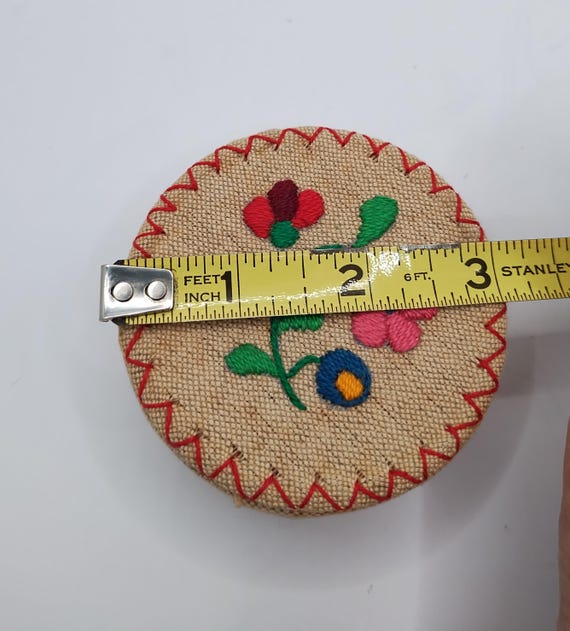 Pretty Embroidered Hungarian Canvas Trinket Box - image 8