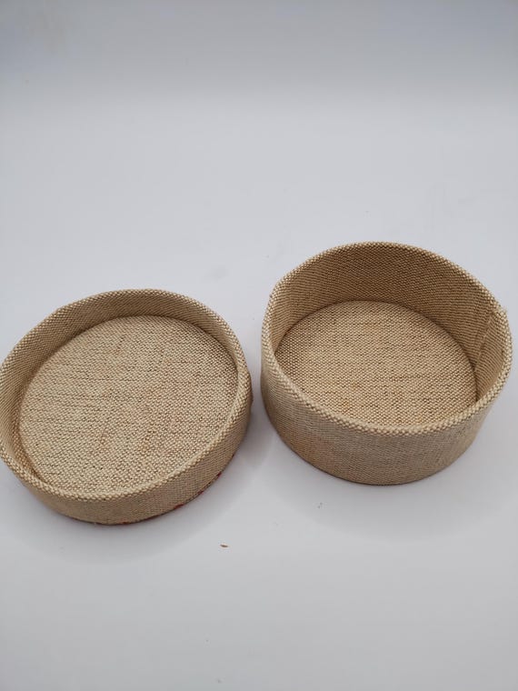 Pretty Embroidered Hungarian Canvas Trinket Box - image 3