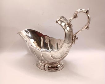 Vintage Bombay Silver Plate Ornate Shell Gravy Boat - 1980's