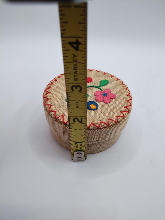 Pretty Embroidered Hungarian Canvas Trinket Box - image 7