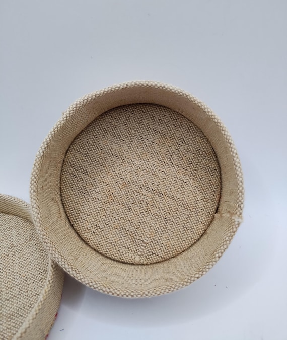 Pretty Embroidered Hungarian Canvas Trinket Box - image 4