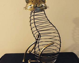 Vintage 2003 Cork Holder for Wine Corks. Cat. Iron. Brushed Bronze. Home Decor. EUC. Etsy