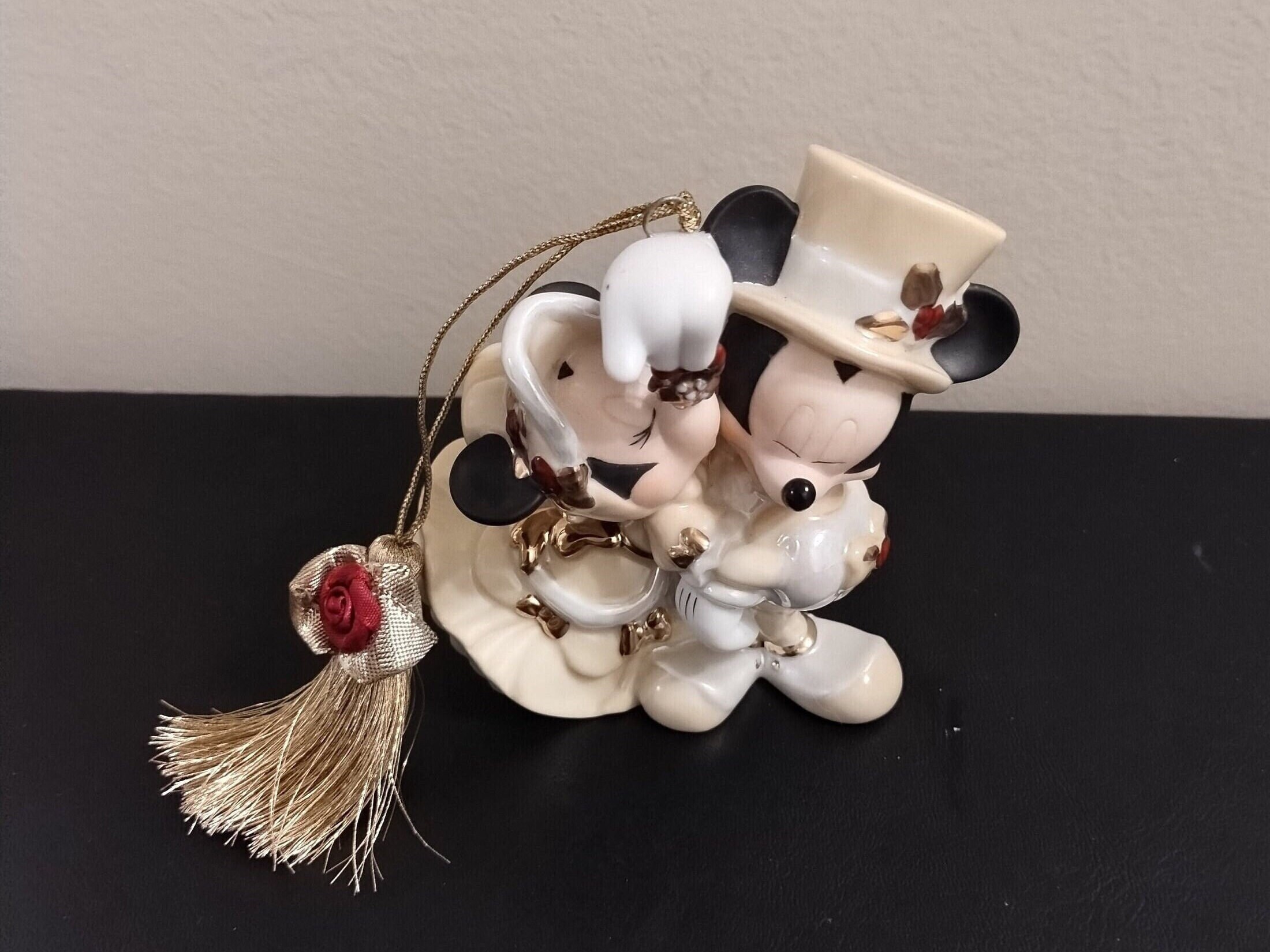 Disney Mickey and Minnie Mistletoe Kiss Victorian Ornament