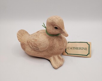 Vintage Small Resin Duck Figurine by Catherine/Farm Pond Puddlers - 1984