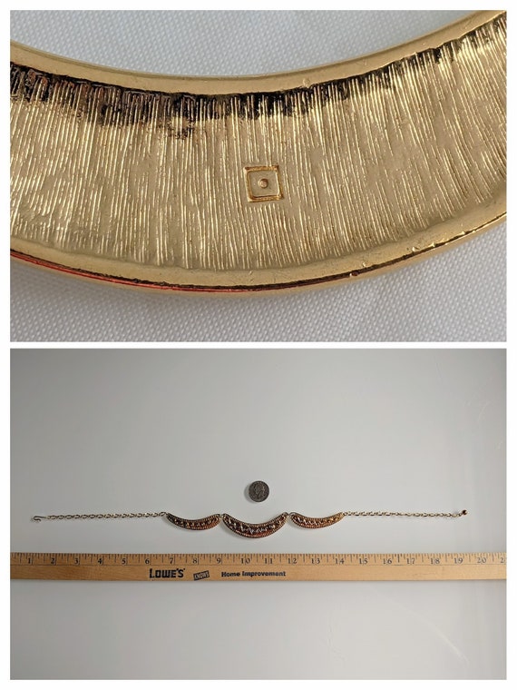 Vintage GOLD Tone BIB Necklace Adjustable 3 Piece… - image 6
