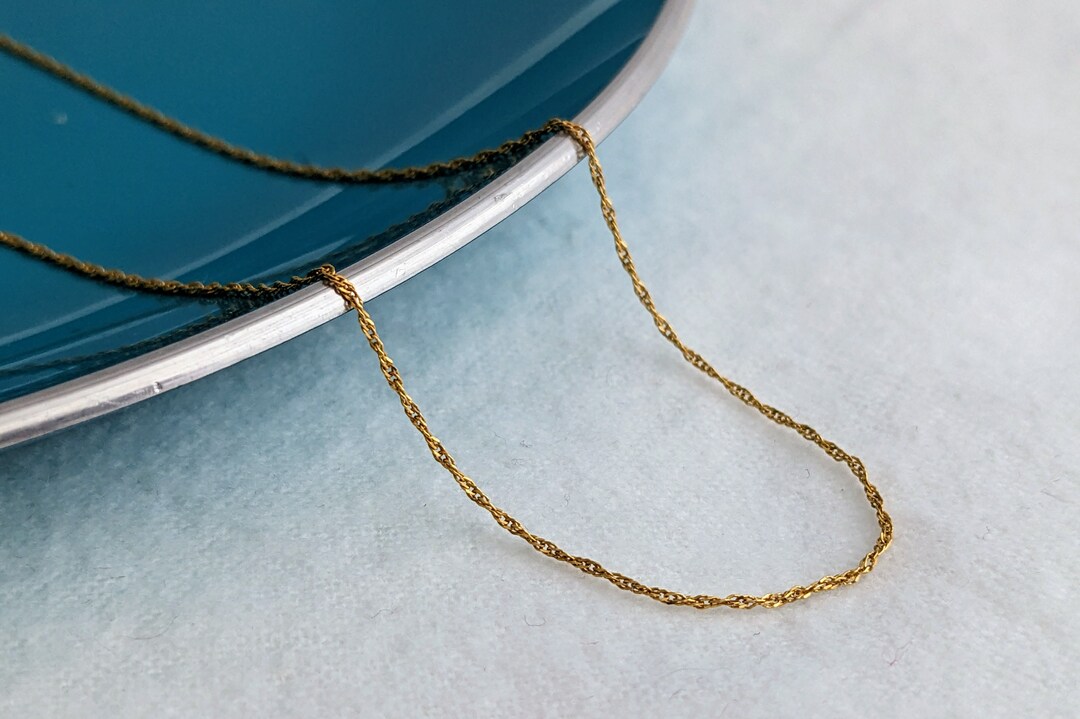 14K Gold Fine Chain Necklace Vintage Gold Twist Chain 20 Solid Gold Specialty Chain for Pendant ...