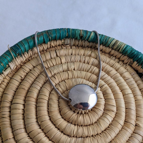 STERLING Disc CHOKER Necklace Vintage Signed ITAL… - image 1