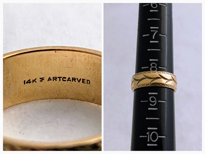 Artcarved 14K Gold Ring Vintage Stackable Gold Ring Wedding Band Size 8.5 Girlfriend Gift Boyfriend Wedding Band Replacement Mom Gift Sister image 5