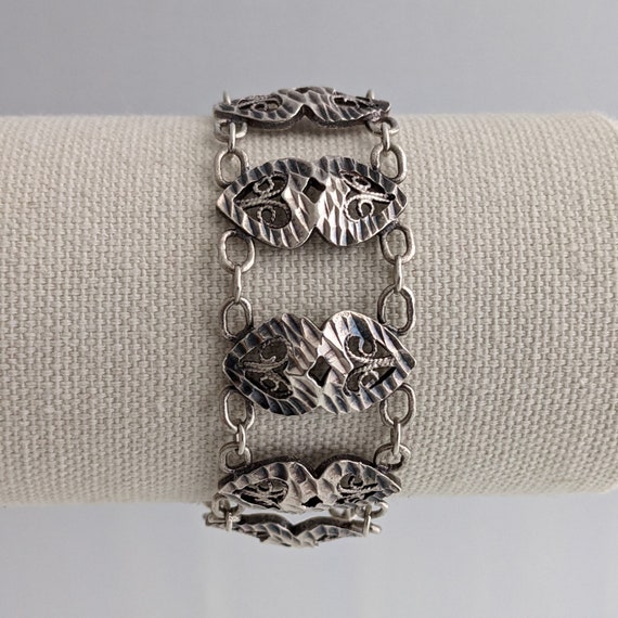 Vintage Sterling Silver Heart Link Bracelet: Chun… - image 5