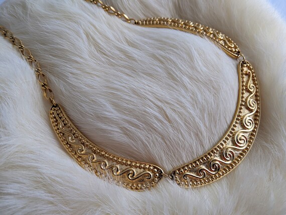 Vintage GOLD Tone BIB Necklace Adjustable 3 Piece… - image 4