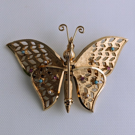 CORO Articulated Butterfly Brooch Vintage 1960s C… - image 5