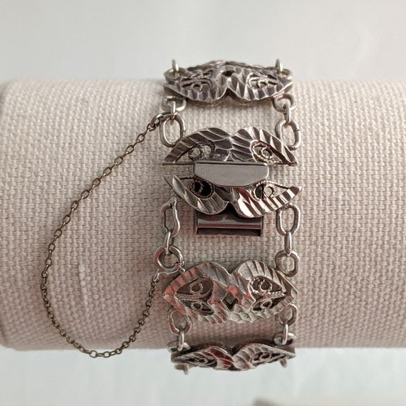 Vintage Sterling Silver Heart Link Bracelet: Chun… - image 6