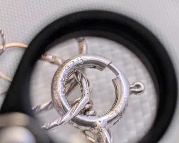 Vintage Sterling Silver Circle Link Chain Necklac… - image 7