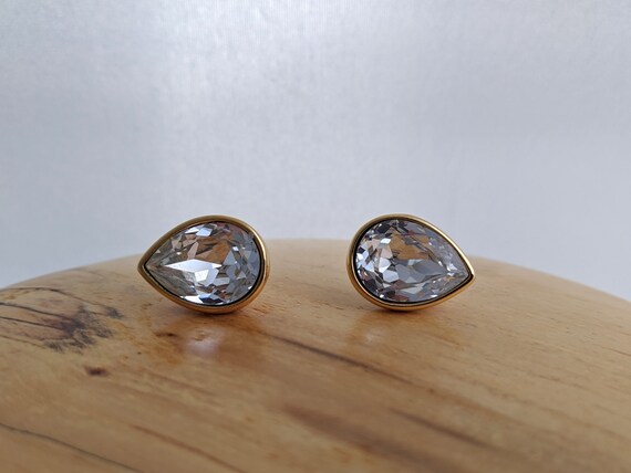 NAPIER CRYSTAL Stud Pierced Earrings Vintage Sign… - image 10