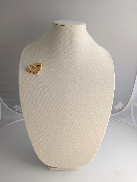 Vintage GIVENCHY Gold HEART Brooch SIGHNED Chunky… - image 9