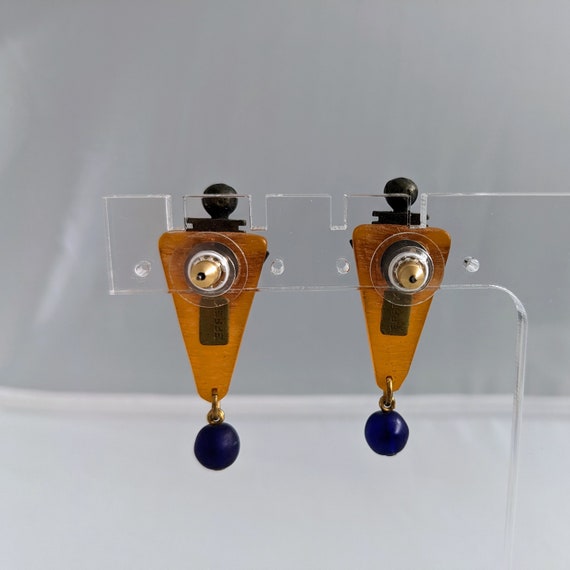 EFFEX Resin Glass Abstract Earrings Vintage 1990s… - image 6