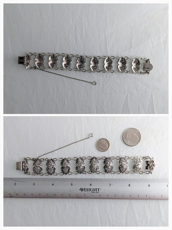 Vintage Sterling Silver Heart Link Bracelet: Chun… - image 9