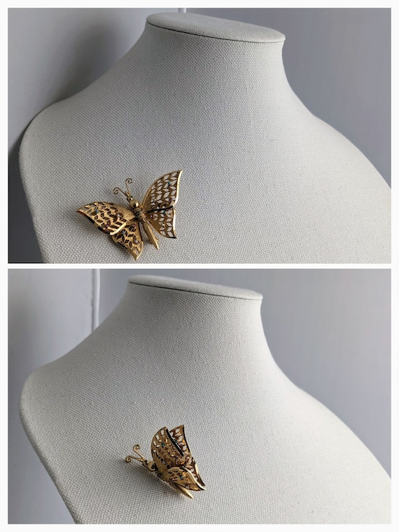 CORO Articulated Butterfly Brooch Vintage 1960s C… - image 2