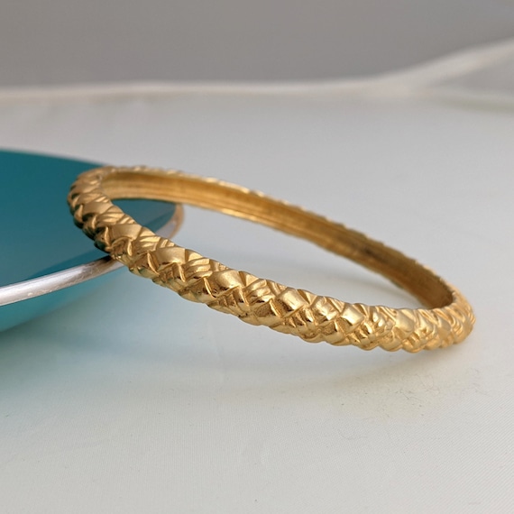 ERWIN PEARL Gold Tone Bangle VINTAGE Bracelet Texture des annees 1990 Etsy France