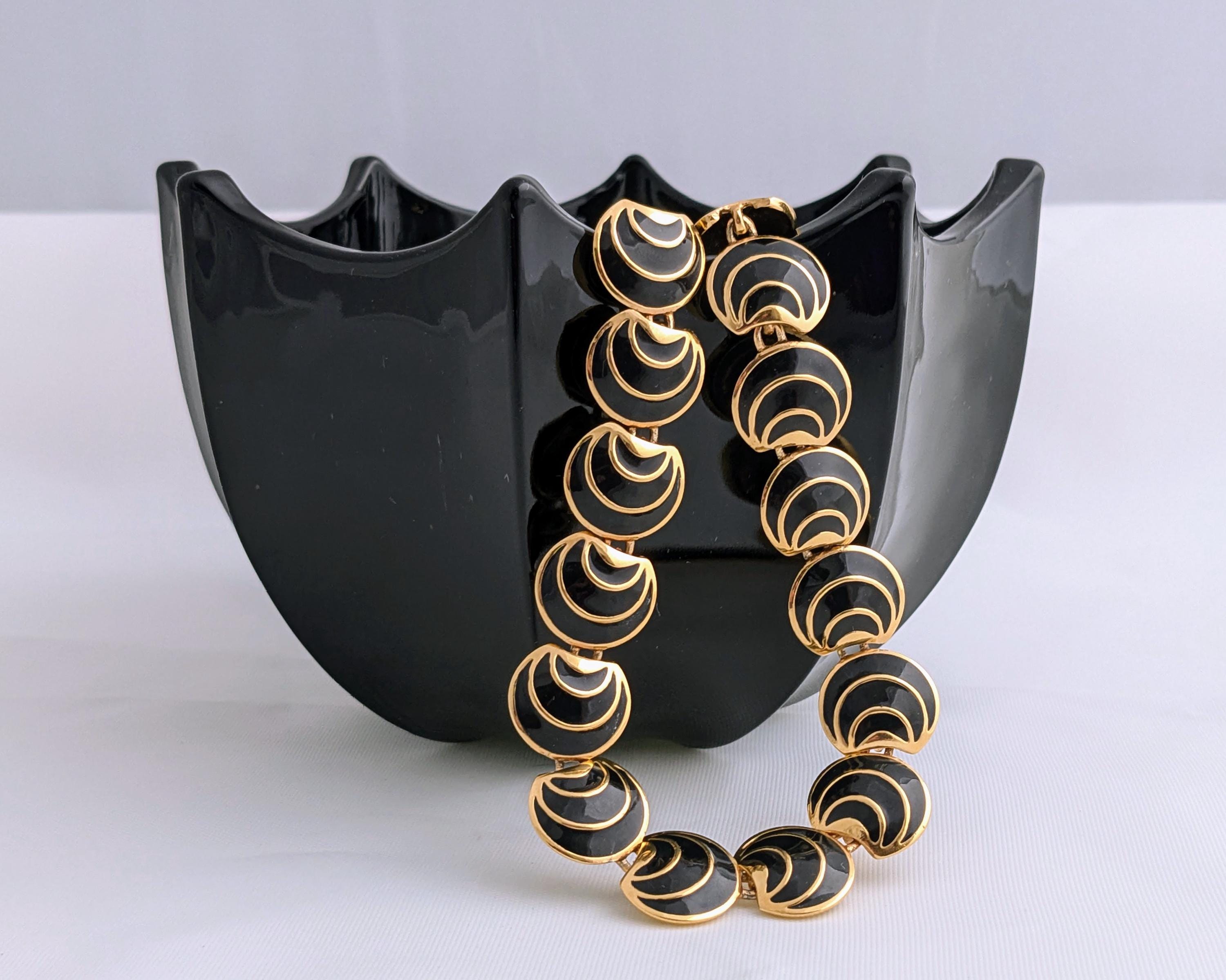 #8. Vintage Art Deco Napier Black and Gold Necklace and Vintage Star  Earrings Vintage Napier Art Deco Stud Earrings 1980s/90s - Etsy main image 4