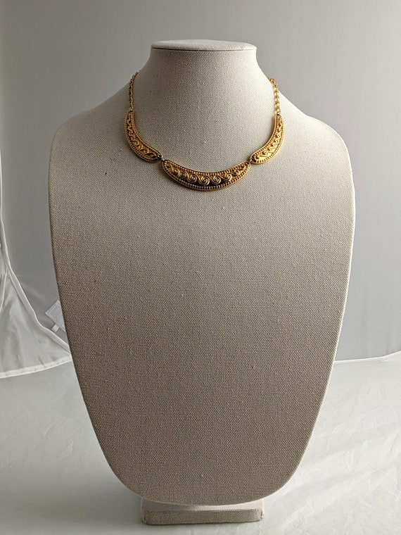 Vintage GOLD Tone BIB Necklace Adjustable 3 Piece… - image 9