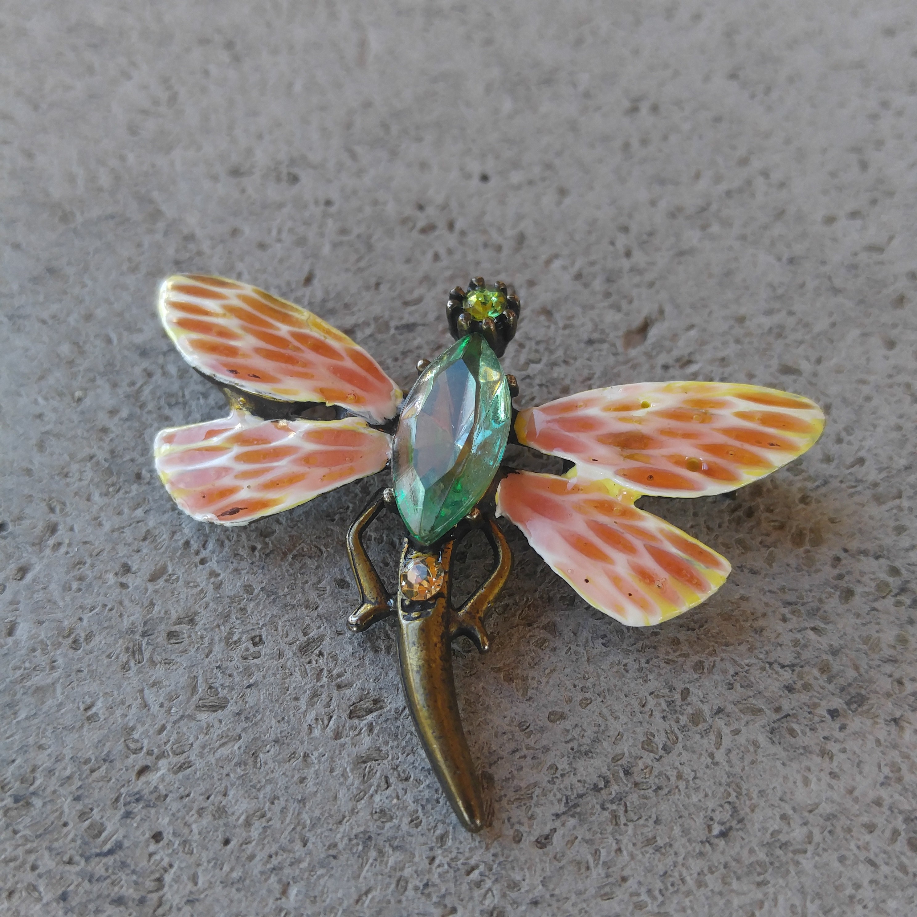 Vintage YOSCA Dragonfly Brooch: Enamel Rhinestone Pin - Etsy 