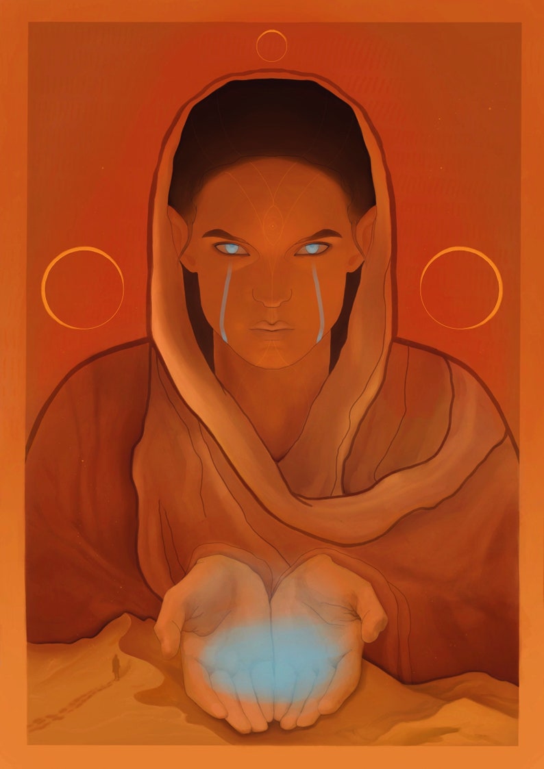 Fear-less Art Print Illustration Painting Dune Movie Sahara Mystical Sciene Fiction Boho Decor image 3