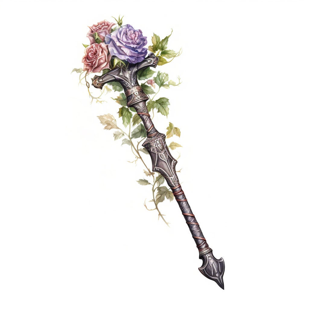 Medieval Fantasy Weapons Watercolor Clipart Images Swords Daggers ...